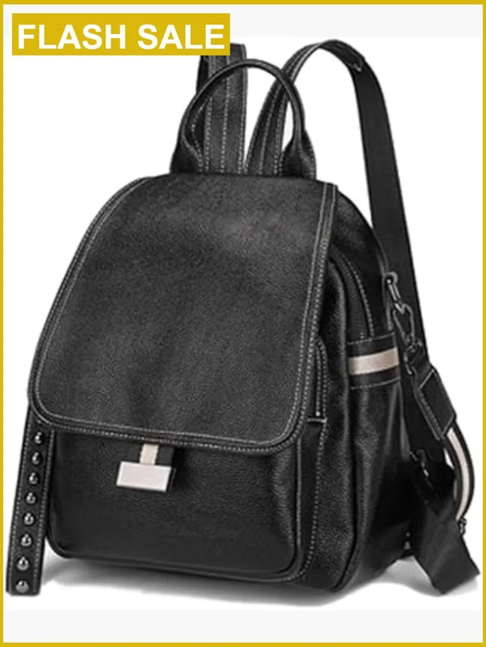 Convertible 2-in-1 PU Leather Backpack Purse Shoulder Bag Medium Travel Backpack